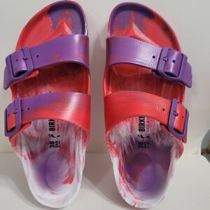 Birkenstock Women Red ,white and Purple Sandals Size 38